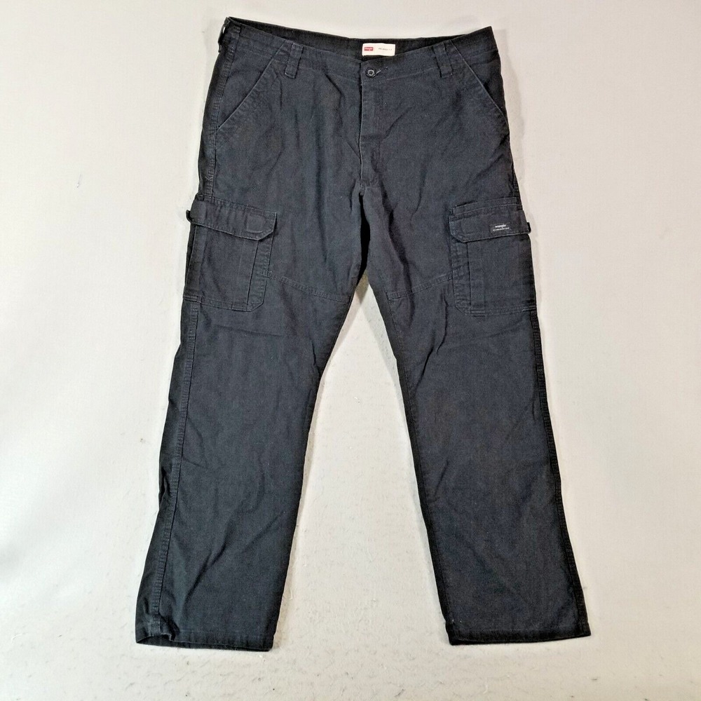 Wrangler cargo pants men's 38x32 relaxed fit black stretch outdoor hiking